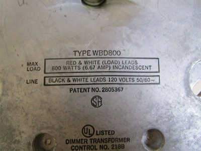 Variateur De Lumière Luxtrol WBD1800 - Industriel Robuste, Rotatif, 1800W, 120V, Occasion