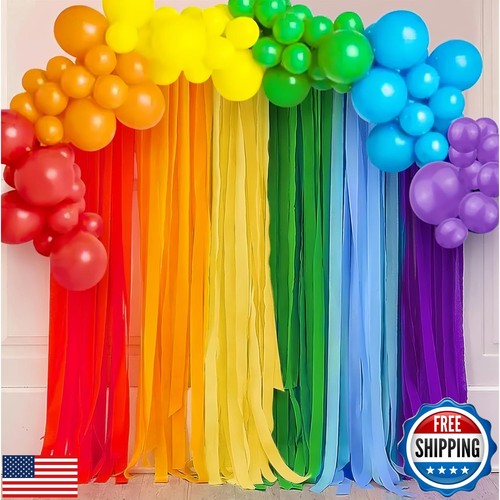 Oun Nana Crepe Paper Streamers 6 Rolls Rainbow Streamers 2.2 Inches 738 Feet, - Picture 5 of 5