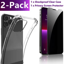 For iPhone 16 15 14 13 12 11 Pro Max Privacy Screen Protector &Shockproof Case