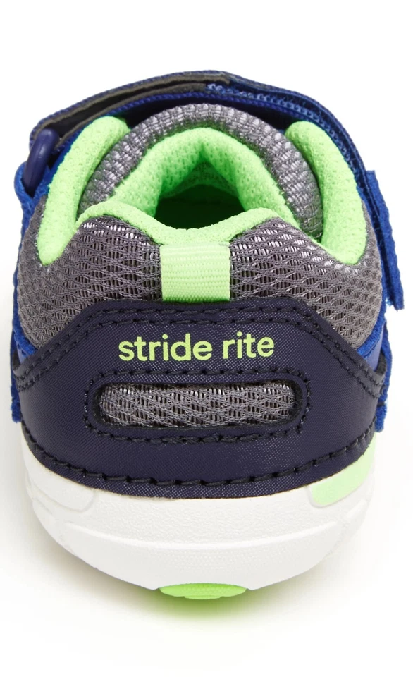 Zapatos Stride Rite Azul Marino/Lima Movimiento Suave Talla 3M Estilo Sm Rhett Foto 3 de 4