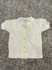 HEALTH-TEX Vtg Baby Toddler Girls Top Blouse Yellow Flowers Ribbon 18 Mo USA