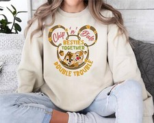 Chip N Dale Double Couple Besties Together Mickey Mouse Head Sweatshirt