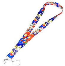 Blue Super Sonic with Sonic Characters Lanyard ID Holder Keychain-Brand New 