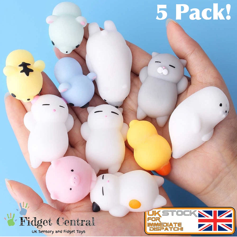 5 Pack Cute Mochi Squishies Fidget Toys Animal Kawaii Kids