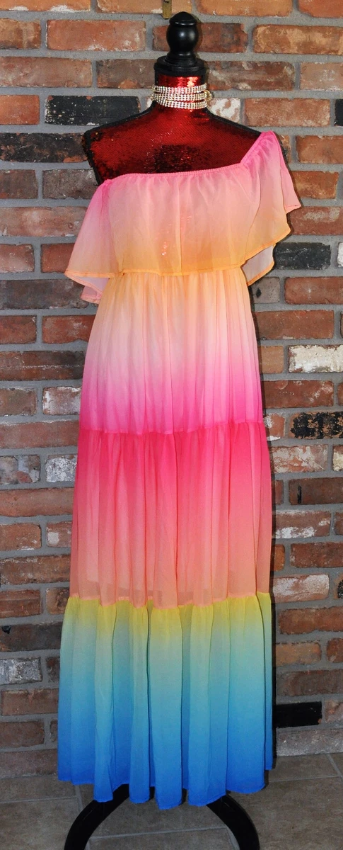 Long rainbow cheap dress
