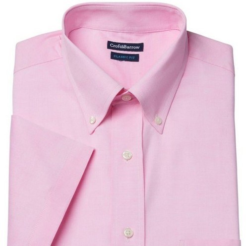 Croft & Barrow Men's Shirt Classic-Fit Short Sleeve Pink Easy Care NWT - Picture 2 of 2