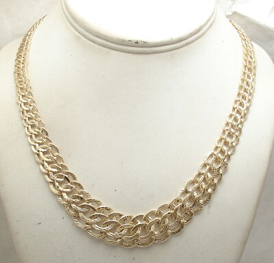 Technibond Halskette abgestufte Textur Multi Circle 14K Gelbgold vergoldet Silber