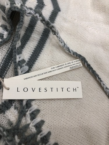 Love Stitch Poncho Knit White Women’s M/L Elephants R1 - Picture 5 of 8