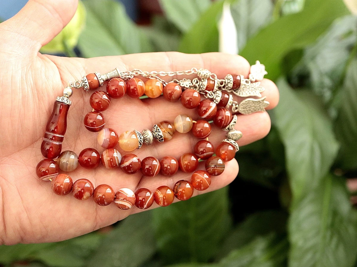 Big Yemeni Aqeeq Agate 33 beads Tasbih Islamic Prayer Beads