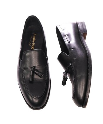 $550 LOAKE 1880 - Black Goodyear ''RUSSELL'' Tassel Loafers - US 9.5 (UK8.5)
