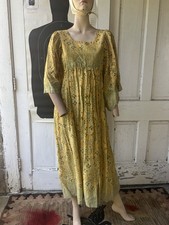 Vintage 60s Empire Waist Flowy Dress Summer Prairie Hippy Floral Print Pleat 70s