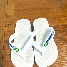 Havaianas Brazil Unisex Kids White Flip Flop Sandals US 10C EU 27/28 Slip On