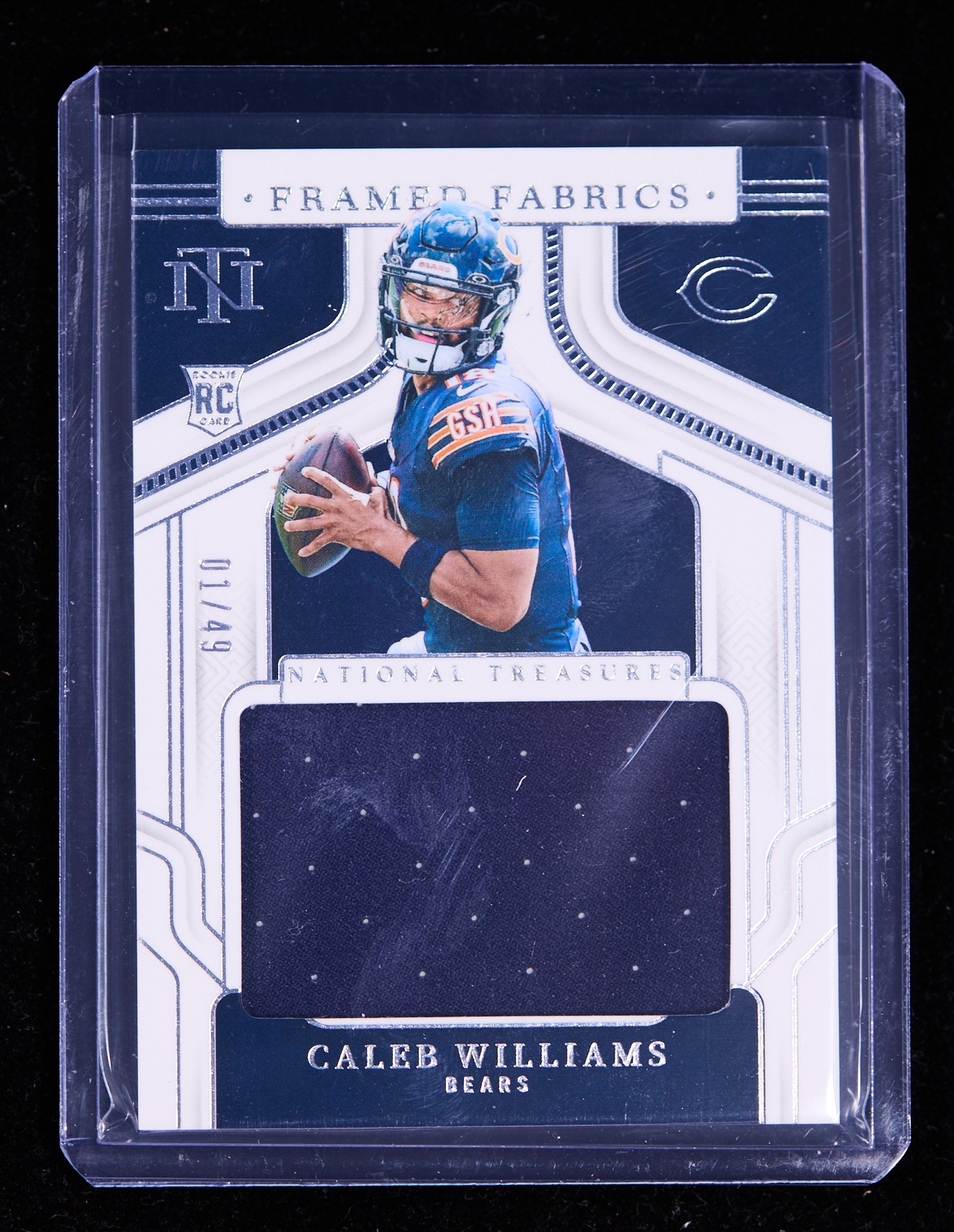 Caleb Williams 2024 Panini National Treasures RC Patch 01/49 Framed Fabrics