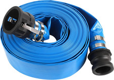 2" X 100FT Blue Discharge Hose with Camlock C and E Fittings, Reinforced PVC Lay