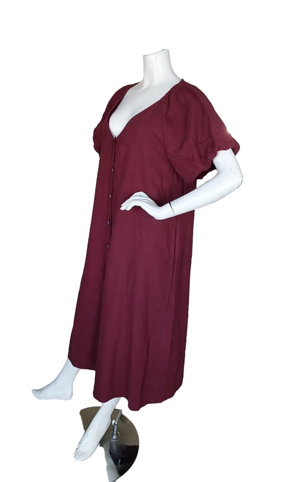 VESTIDO MADEWELL MANGAS BURBUJA CARBERNET BOTONES TALLA GRANDE Foto 4 de 4