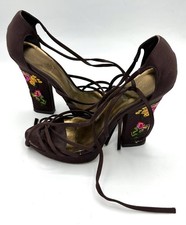 Women's Brown Heels with embroidey - Size 7