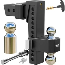 Adjustable 10 Inch Drop Hitch 2.5 Inch Receiver - Interchangeable 3 Solid Bal...