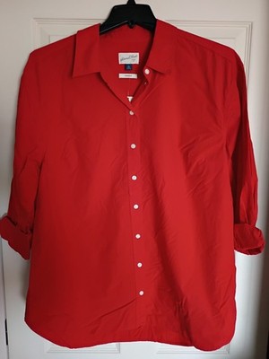 Universal Thread Women's Button-Up Long Sleeve Blouse Red Size 2XL
