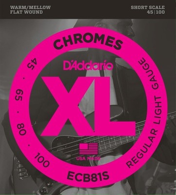 D'Addario Bass Strings Chromes Light Flat Wound ECB81S Short Scale