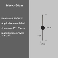 Wall Light Modern Long LED Light Black I-Shaped Wall Lamp Bedroom Living Room Co