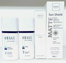 OBAGI Gentle Cleanser2oz, Toner 2 oz, Retinol 1.0 1oz, Sunshield Matte SPF50 3oz