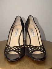 JIMMY CHOO Suede Peep Toe Pumps Size 39