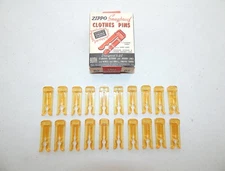 (20) Vintage Zippo Plastic Snapproof Clothes Pins w/ Box Columbus Plastic USA!