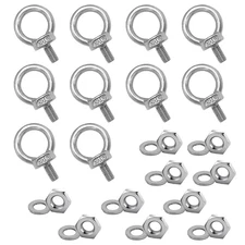 10 Pcs M6 Eye Bolts with Nuts Stainless Steel Lifting Eye Bolt UNC Heavy Duty Ma
