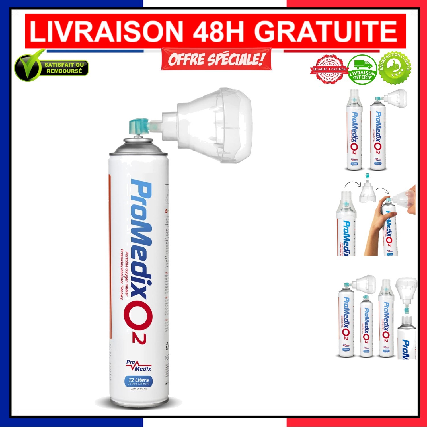 Inhalateur d'oxygène 14 litres PR-994 pour le sport et la récupération musculaire active
