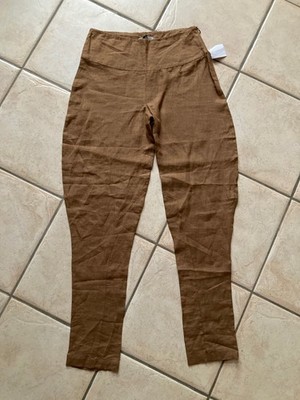 SARAH PACINI Hose Leinen Braun Gr. 0 32 34 ? NEU