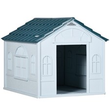 Image of PawHut Weather-Resistant Dog House - Blue. Keep Your Medium Dog Safe & Cozy. Shi