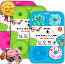 3 Pack Donut Pan Silicone Baking Mold Just Pop Out Non-Stick Doughnuts