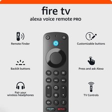 Amazon Alexa Voice Remote Pro Fire TV Backlit Remote Finder