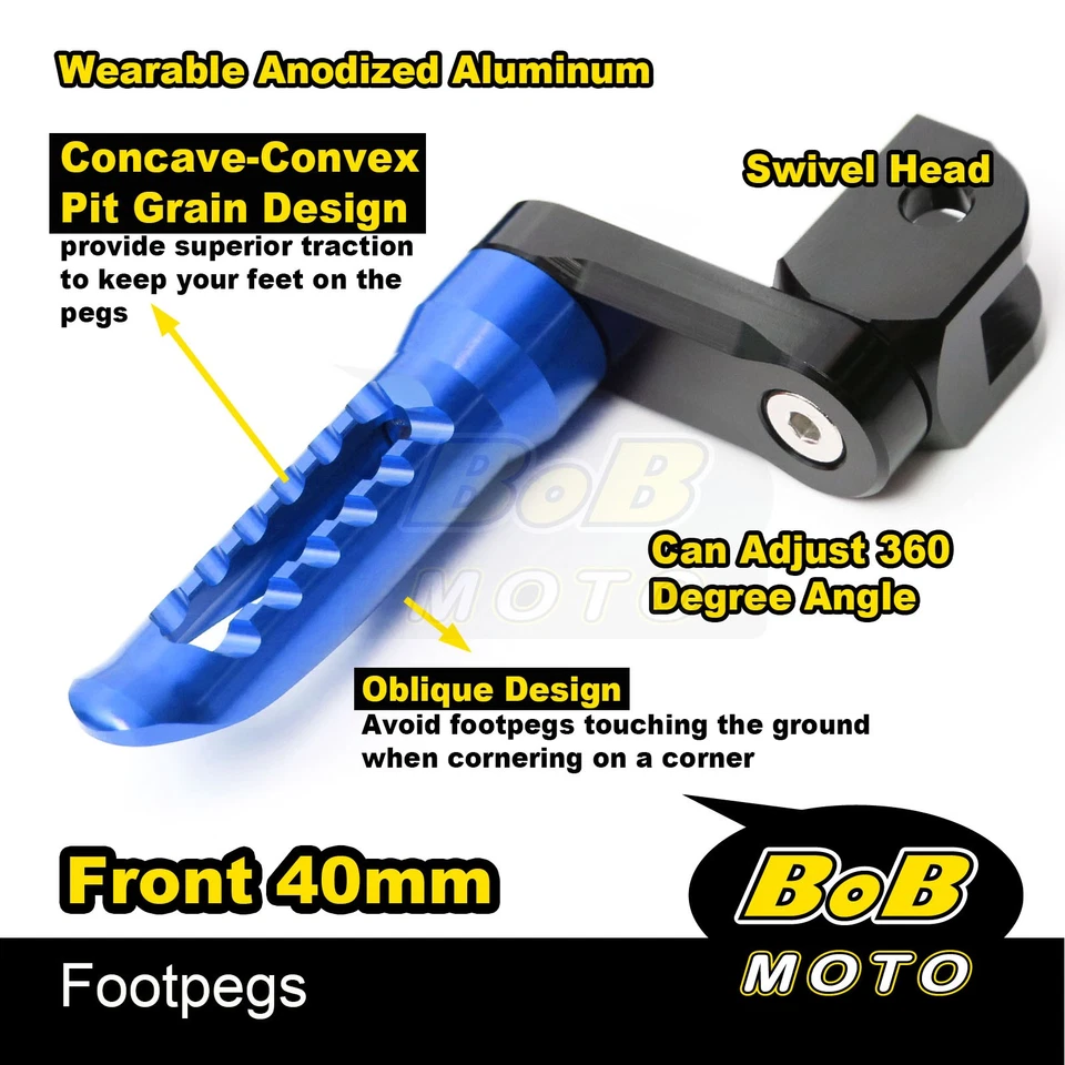 BOB Front Footpegs 40mm Lower For Yamaha YZF R6 17-21 20 19 18 - Image 4 of 4