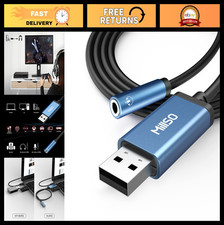USB to 3.5mm Audio Jack Adapter - TRRS AUX Stereo Sound Card for Headphones, PS4