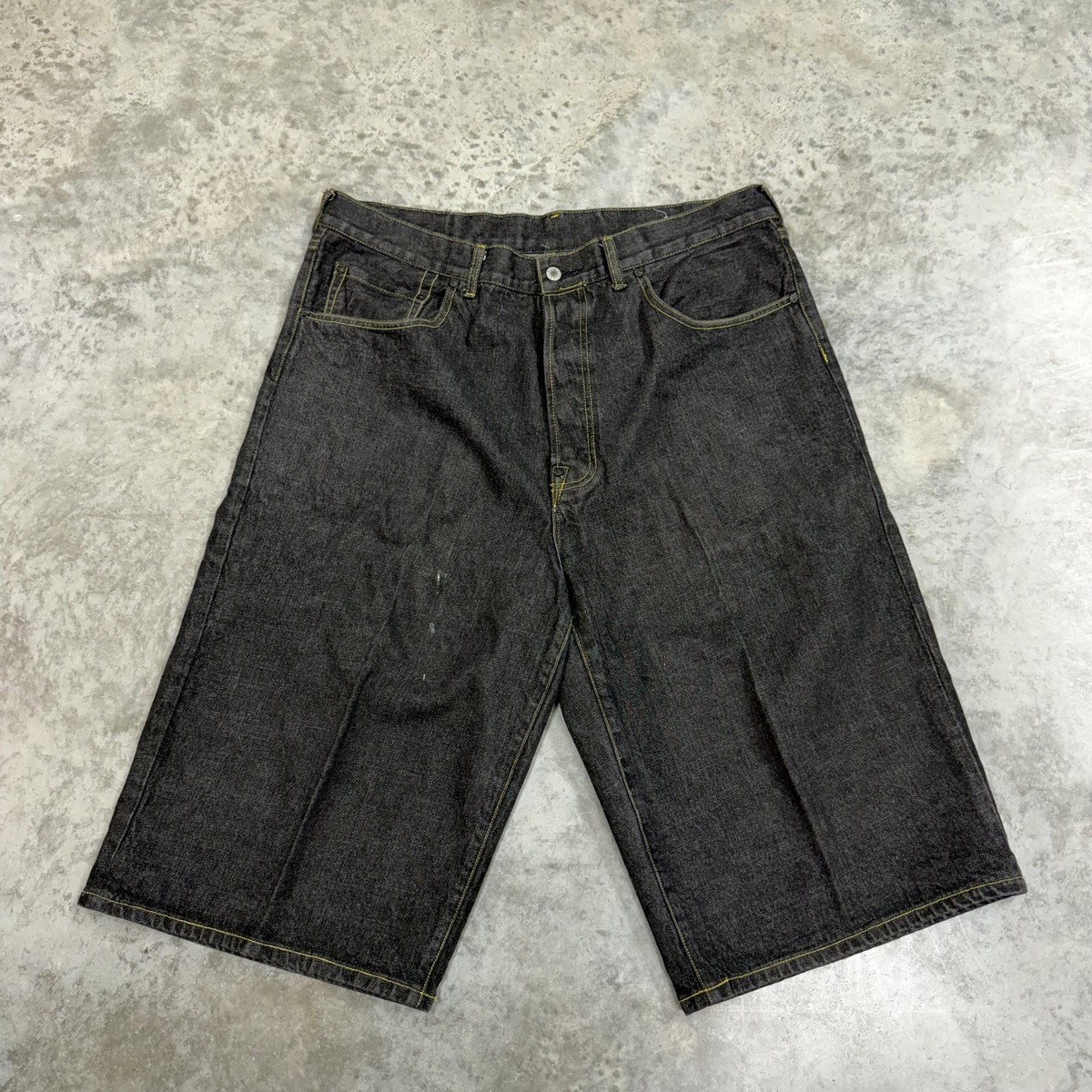 Evisu Denim Shorts Mens 38 Bermuda Button Fly Embroidered Y2K