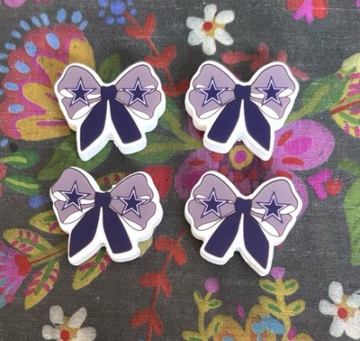 4 Piece BOW Shaped DALLAS Football Team Silicone Focal Beads DIY Jewelry Pens+