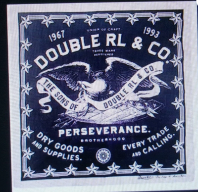 Bandana Double RL Vtg Print Indigo Cotton Cowboy Western Hanky Vtg