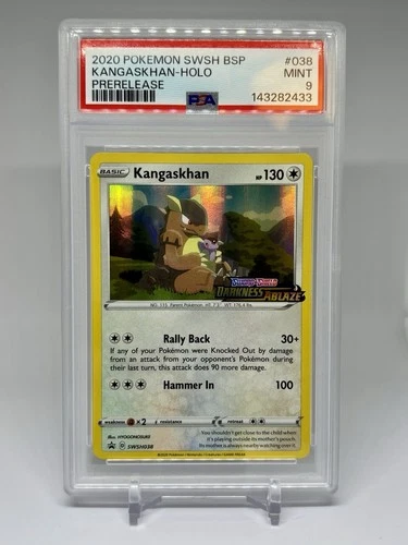 2020 Pokémon KANGASKHAN Promo SWSH038 Darkness Ablaze Prerelease Stamp PSA 9