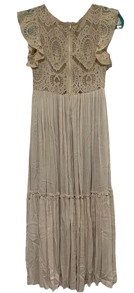 Mia Joy Girl’s Maxi Dress Beige Tiered Ruffle Pageant Fancy Tea Party Size 10 - Image 3 of 4