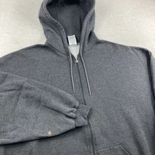 Vintage Russell Athletic Hoodie Mens XXL 2XL Grey Full Zip Y2K Flaw