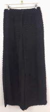 M&S Women's Herring Bone Pattern Fringe Trousers Size 10 Regular Fit Black New
