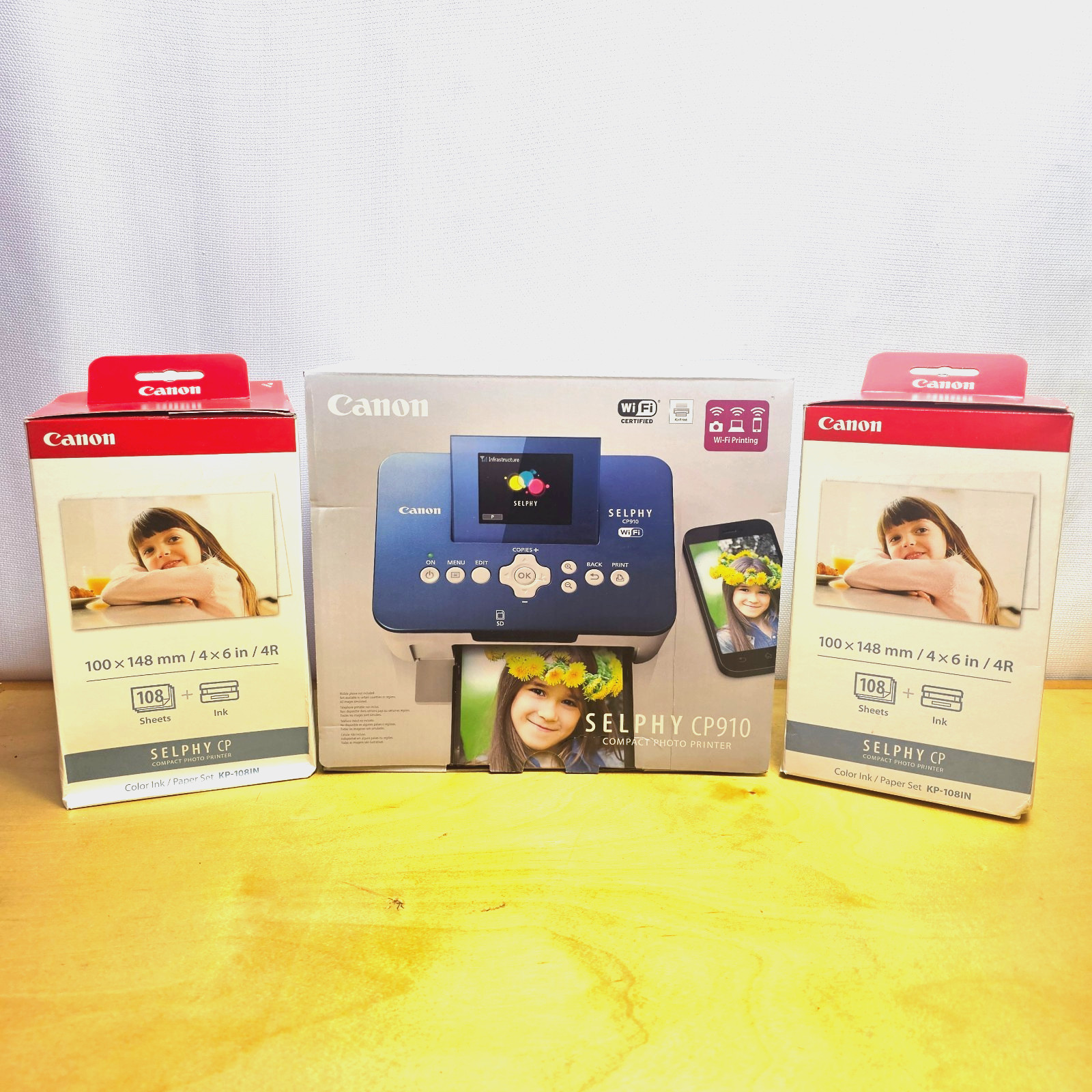 CANON SELPHY Photo Printer CP910, Blue + (2) Color Ink/Paper Sets - Read Desc!