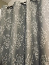 Pair Botanical Eyelet Curtains Each 66wide 90 Long Grey White Floral Lined VGC