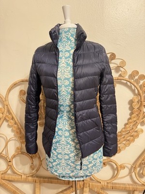 Uniqlo Ultra Light Down Navy High Neck Quilted Puffer Jacket
