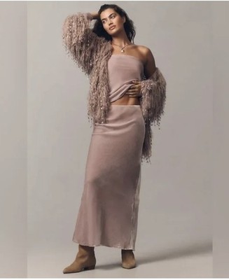 Anthropologie Tilda Strapless Top Purple Velvet NWT Size M