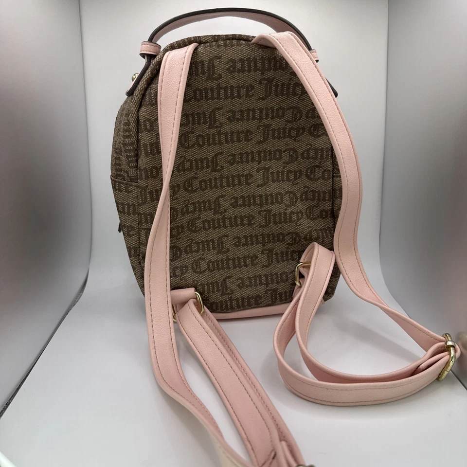 Bolso Mochila Juicy Couture Para Mujer Y2K Rosa y Marrón Miniatura Logo - 7 pulgadas X 9 pulgadas Foto 4 de 4