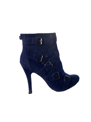 Blue Suede Boots 8 1/2 Zipper Back 