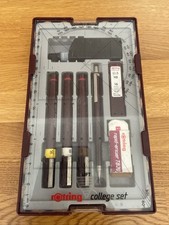 Rotring College Set Technical Pens, Pencil, Rubber, Lead And Ink In Box