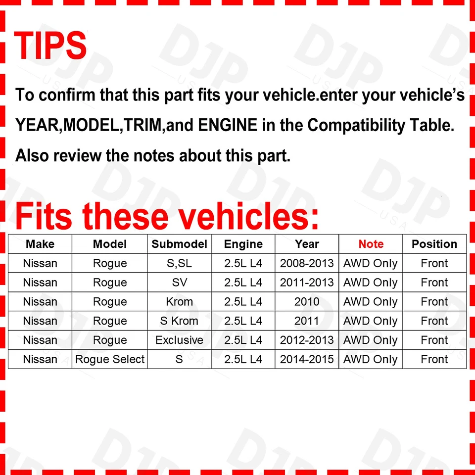 Par de ejes delanteros L y R CV para Nissan Rogue 2008-13 2014-15 Rogue Select AWD Foto 2 de 4